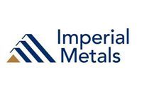 Logo for Imperial Metals: blue and gold layered triangles, text 