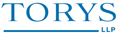 The blue logo for the law firm Torys LLP, featuring the word