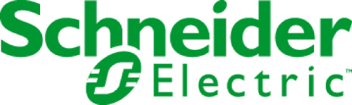 Green logo for Schneider Electric, featuring a stylized S-shaped icon and the company name in bold, sans-serif text.