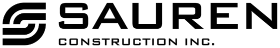 A black and white logo for sauren construction inc.