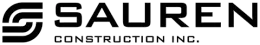 A black and white logo for sauren construction inc.