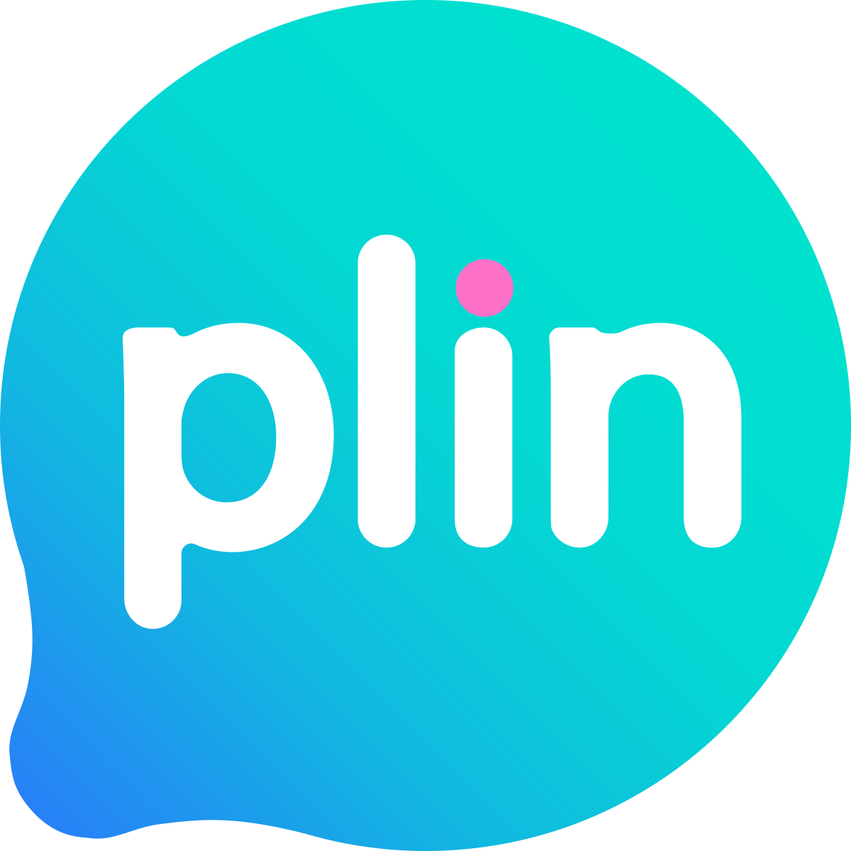 Logotipo de Plin, un bocadillo de diálogo de color verde azulado