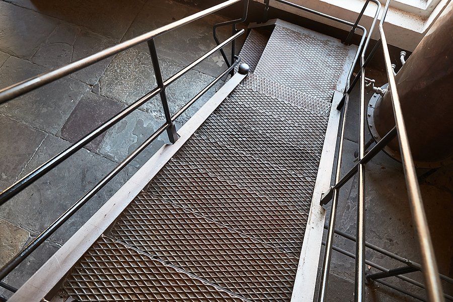 metal stairs with railings