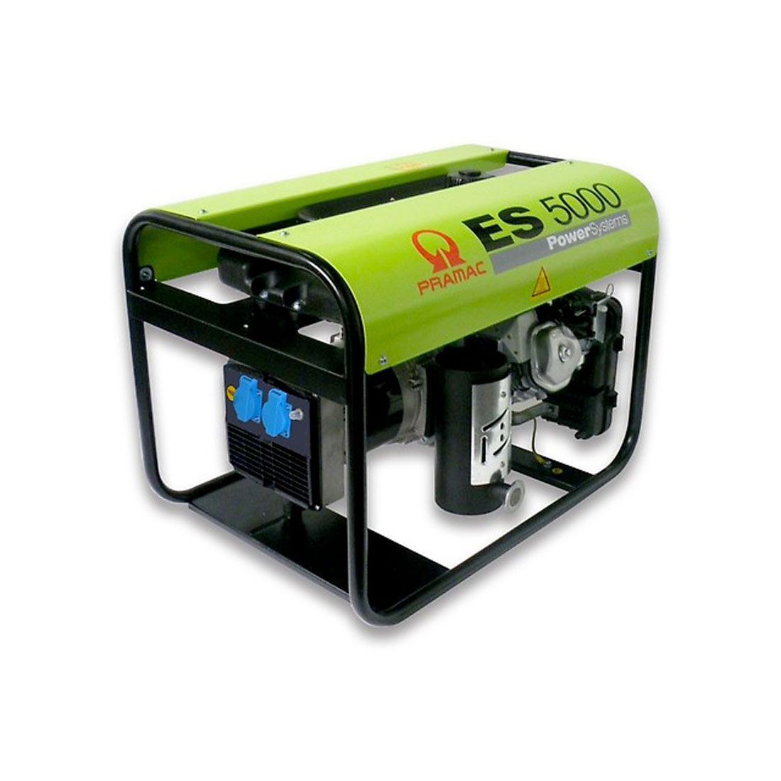 Generatore portatile Dynawac ES 5000 verde e nero con prese di corrente.