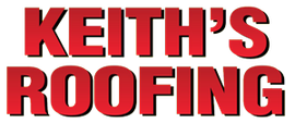 Keith's Roofing logo in red text, with a dark shadow, on a white background.