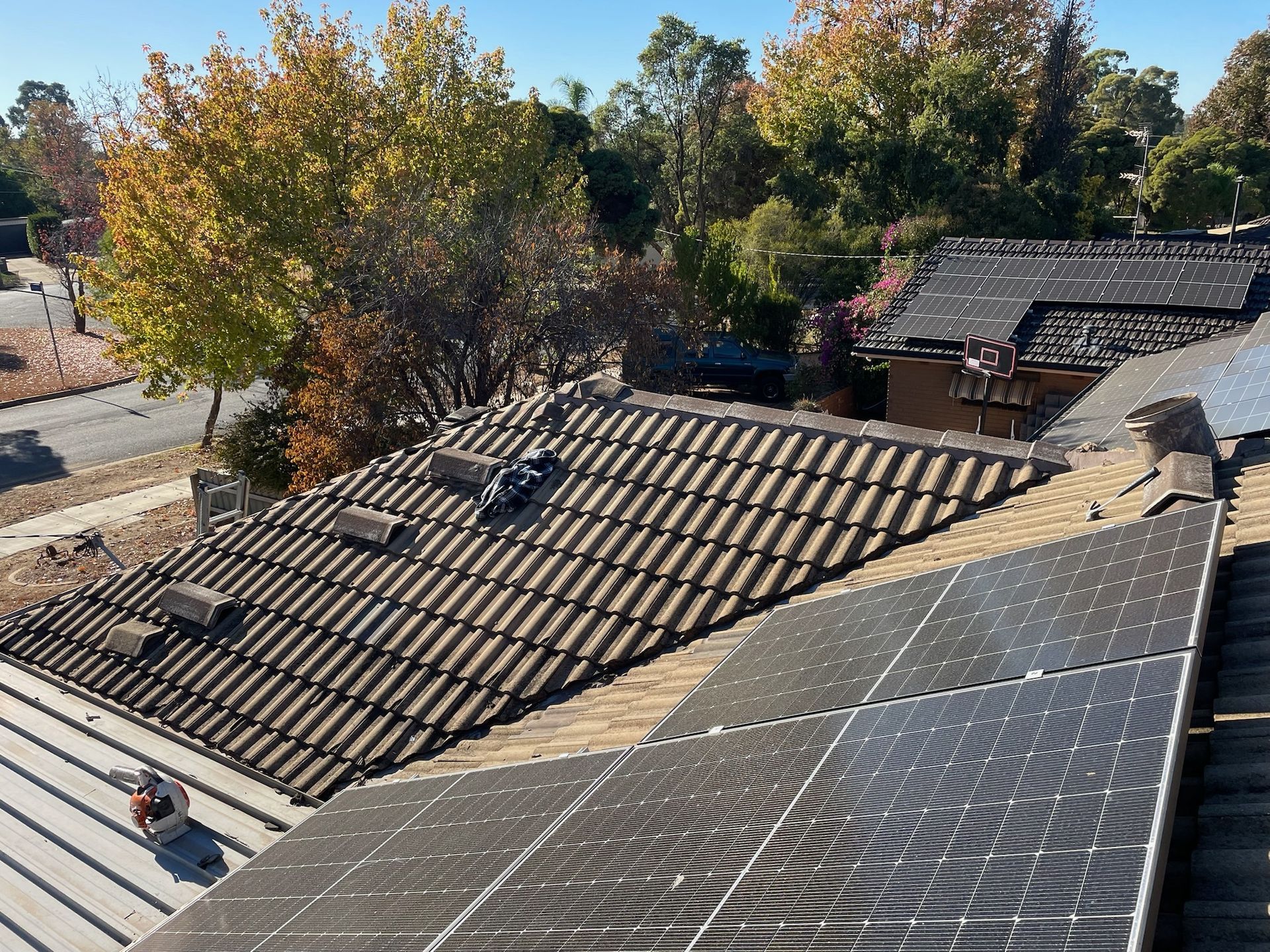 A roof with a lot of solar panels on it — Stephen Meaker Roofing in Wagga Wagga, NSW