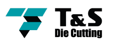 Logo for T&S Die Cutting: teal geometric shape and black