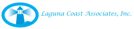 Logo for Laguna Coast Associates, Inc. features a lighthouse within a blue oval.
