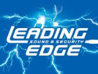 Leading Edge Sound & Security logo on a blue background with lightning.