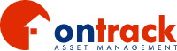 Logo of Ontrack Asset Management: a red circle with a white house, and navy and red text.