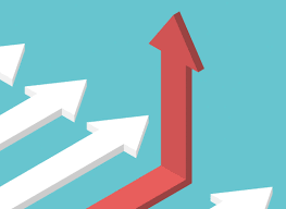 Red arrow on blue background, above white arrows indicating alternative expansion strategies