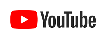 YouTube logo with a red play button in a red rounded rectangle and the word 
