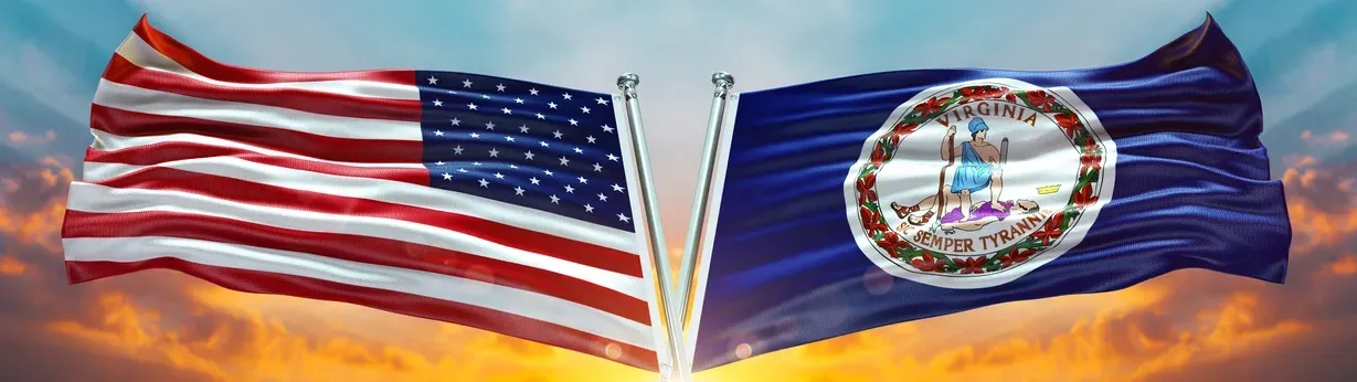 Virginia and united states flags