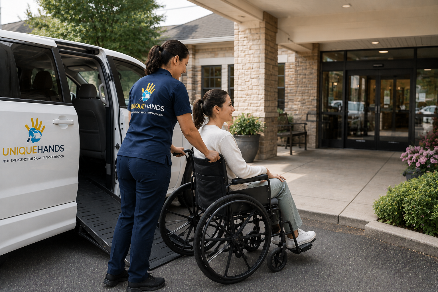 Patient receiving assistance from a non-emergency medical transportation provider in Northern Virginia