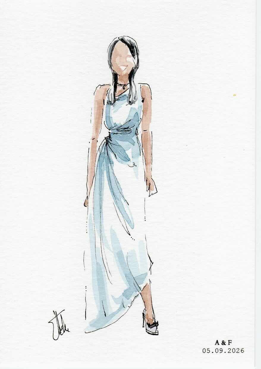 live aquarel illustratie van bruidspaar