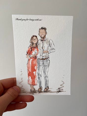 live aquarel illustratie van bruidspaar