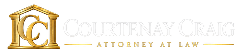 Courtenay Craig Attorney at Law logo in gold and black with courthouse columns and initials C C