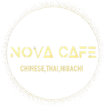 Nova Cafe logo in pale gold with circular dotted border and &ldquo;Chinese, Thai, Hibachi&rdquo; text