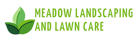 Green leaf logo with “Meadow Landscaping and Lawn Care” text in green and tan.