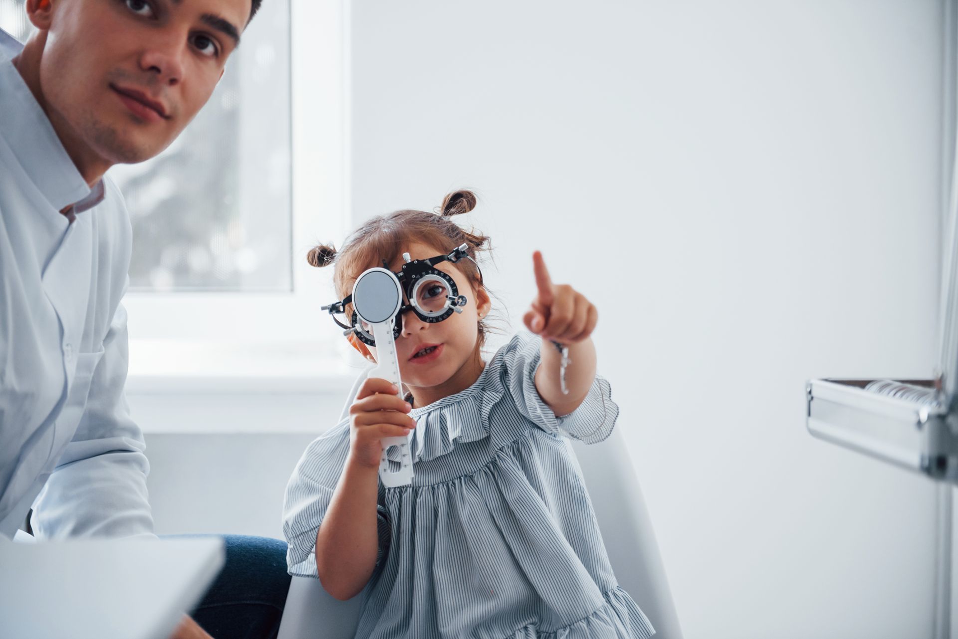 A child is doing a vision test.