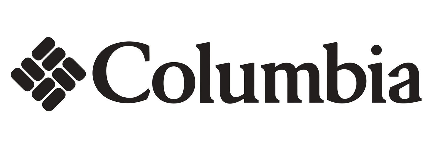 Columbia logo: diamond shape of blocks beside the brand name.