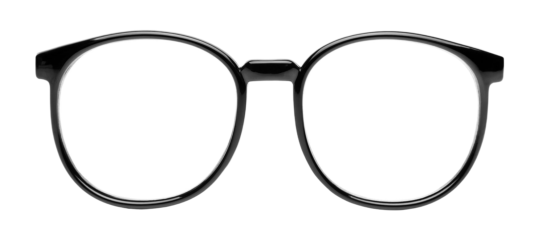 Black round eyeglasses.