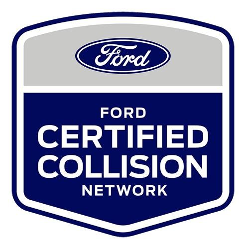 Ford Certified Collision Network logo in blue and white