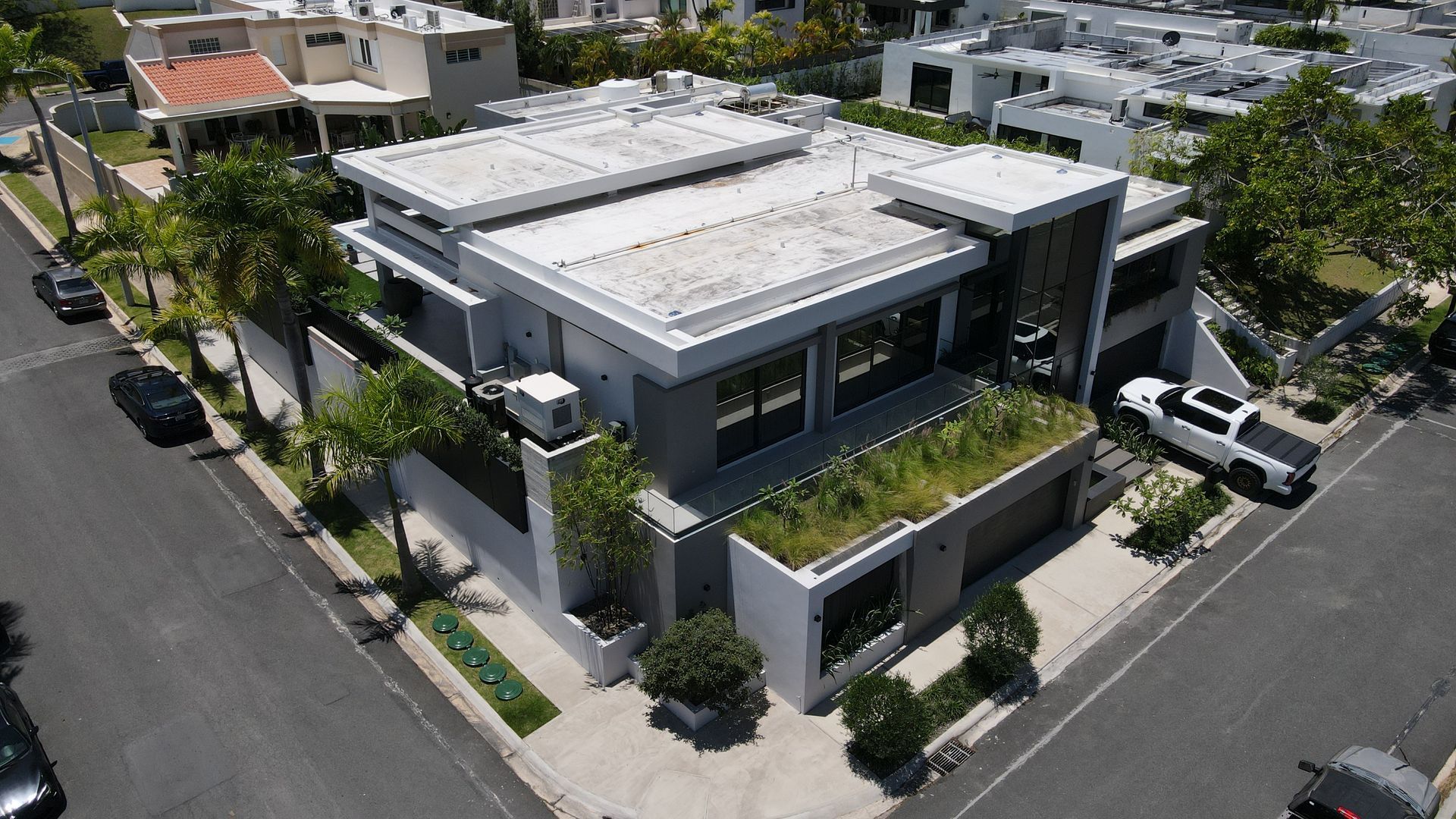 An aerial view of a house designed and built by DEV Buidlers
