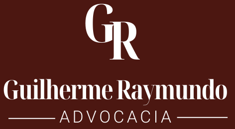 A logo for guilherme raymundo advocacia on a brown background