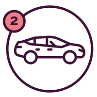 Step 2: Car icon in a circle.