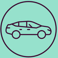 Car icon in a teal circle.