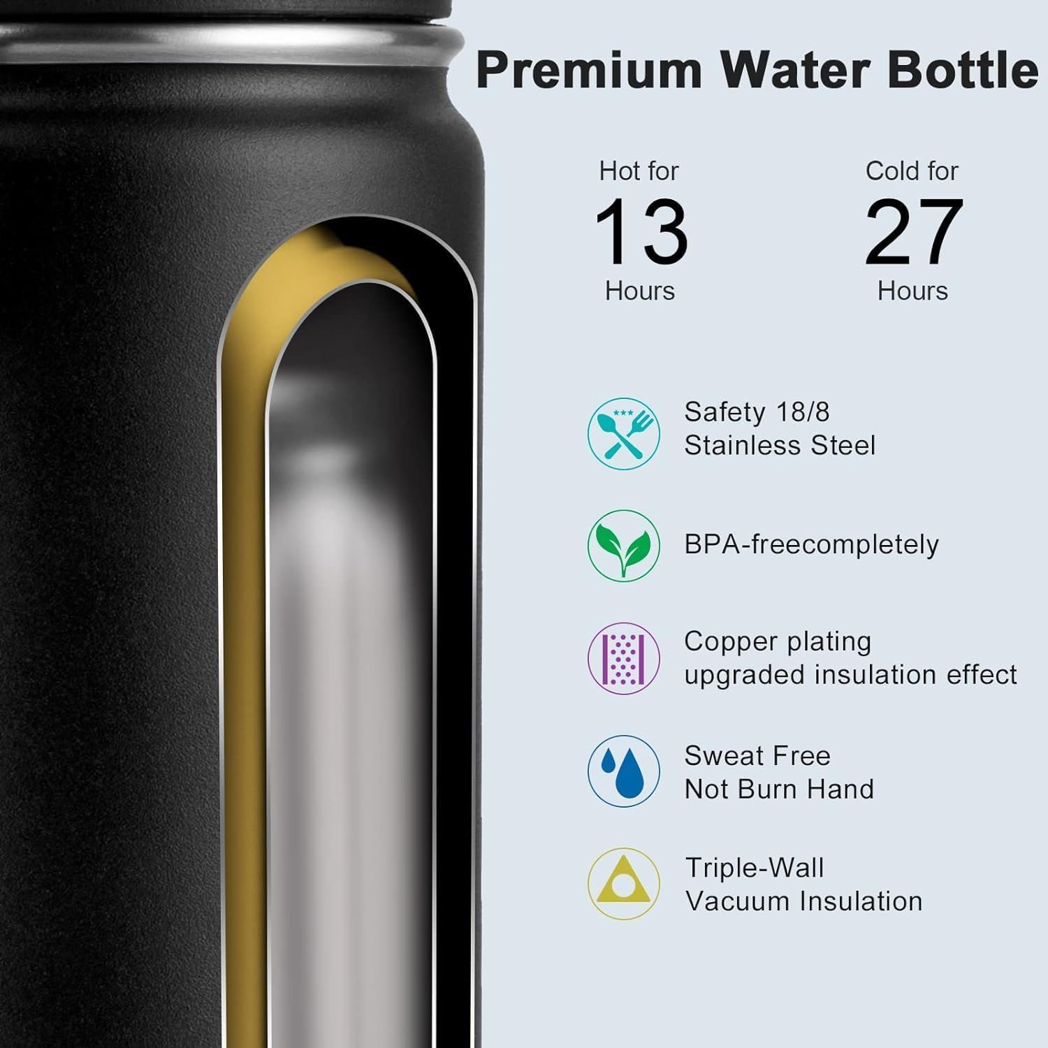 Koodee 16 oz Water Bottle Stainless Steel