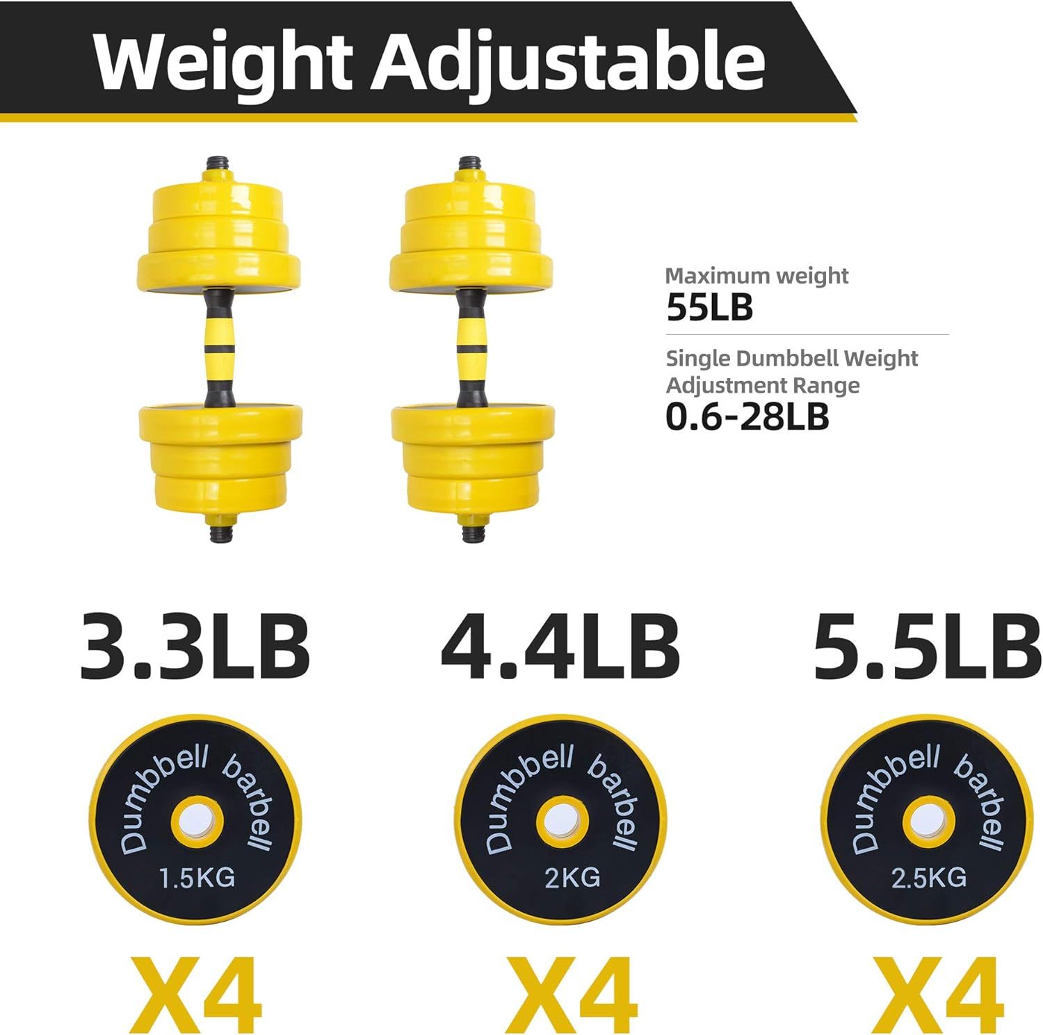 Adjustable Dumbbell Barbell Weight Pair