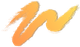 A yellow and orange brush stroke on a white background.