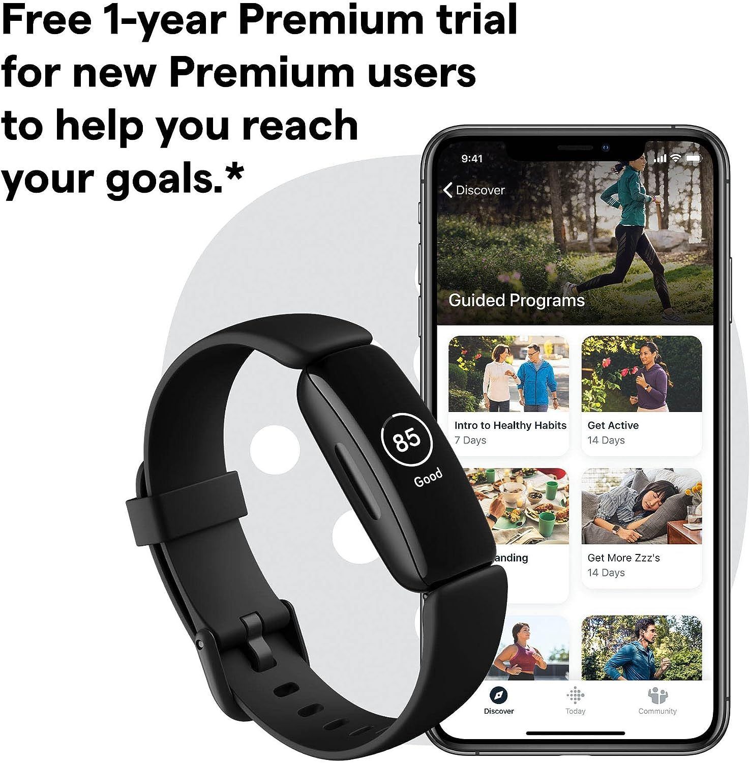 Fitbit Inspire 2 fitness tracker, worn on the wrist, tracking steps, sleep, and heart rate, perfect for daily activity monitoring.