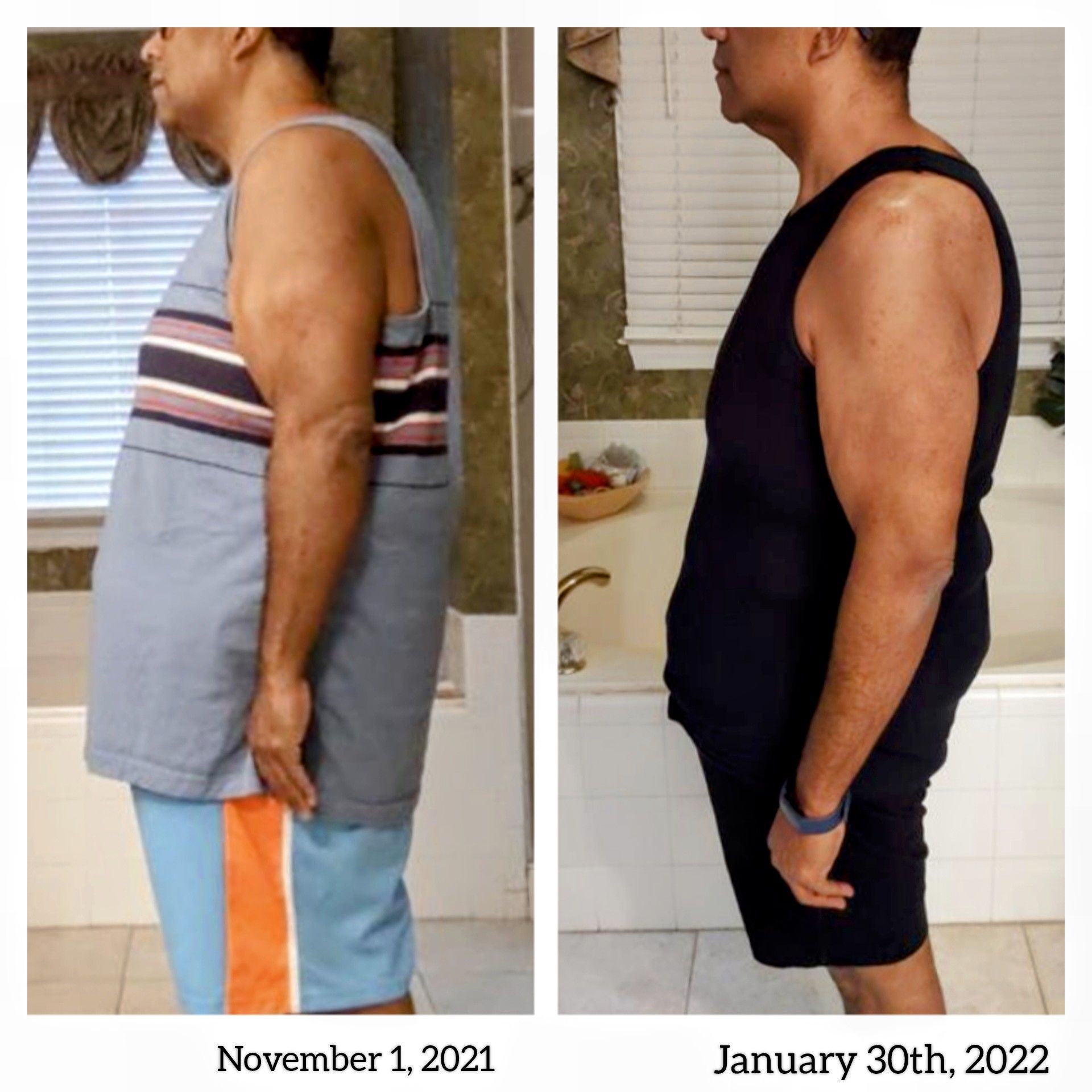 A picture of a man before and after losing weight