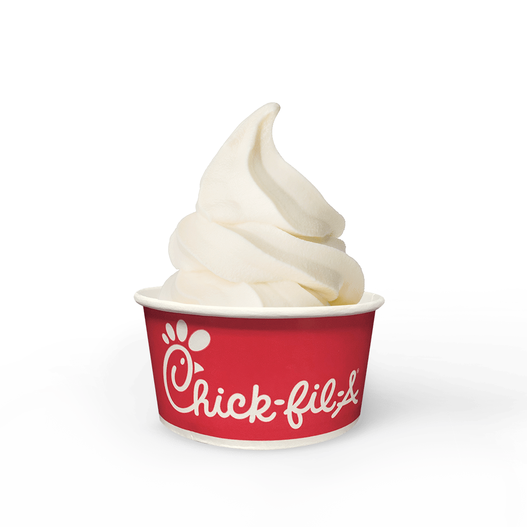A cup of chick-fil-a ice cream on a white background