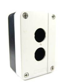 BOTONERA TERMOPLASTICA 2 ORIFICIOS 22mm. 104x68x51mm BLANCO/NEGRO MOD. 3-001-R-11 MCA. TEKNIC