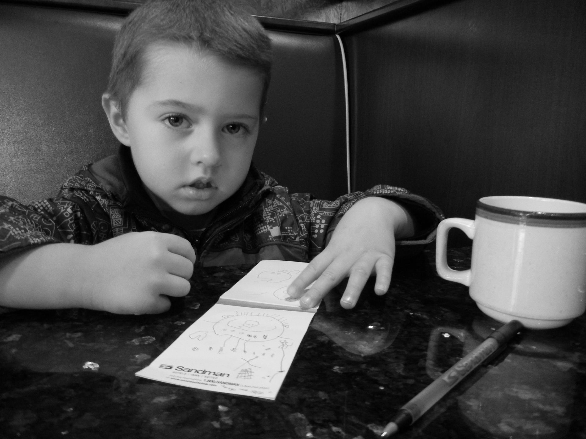 3yr old Max drawing in Vancouver.