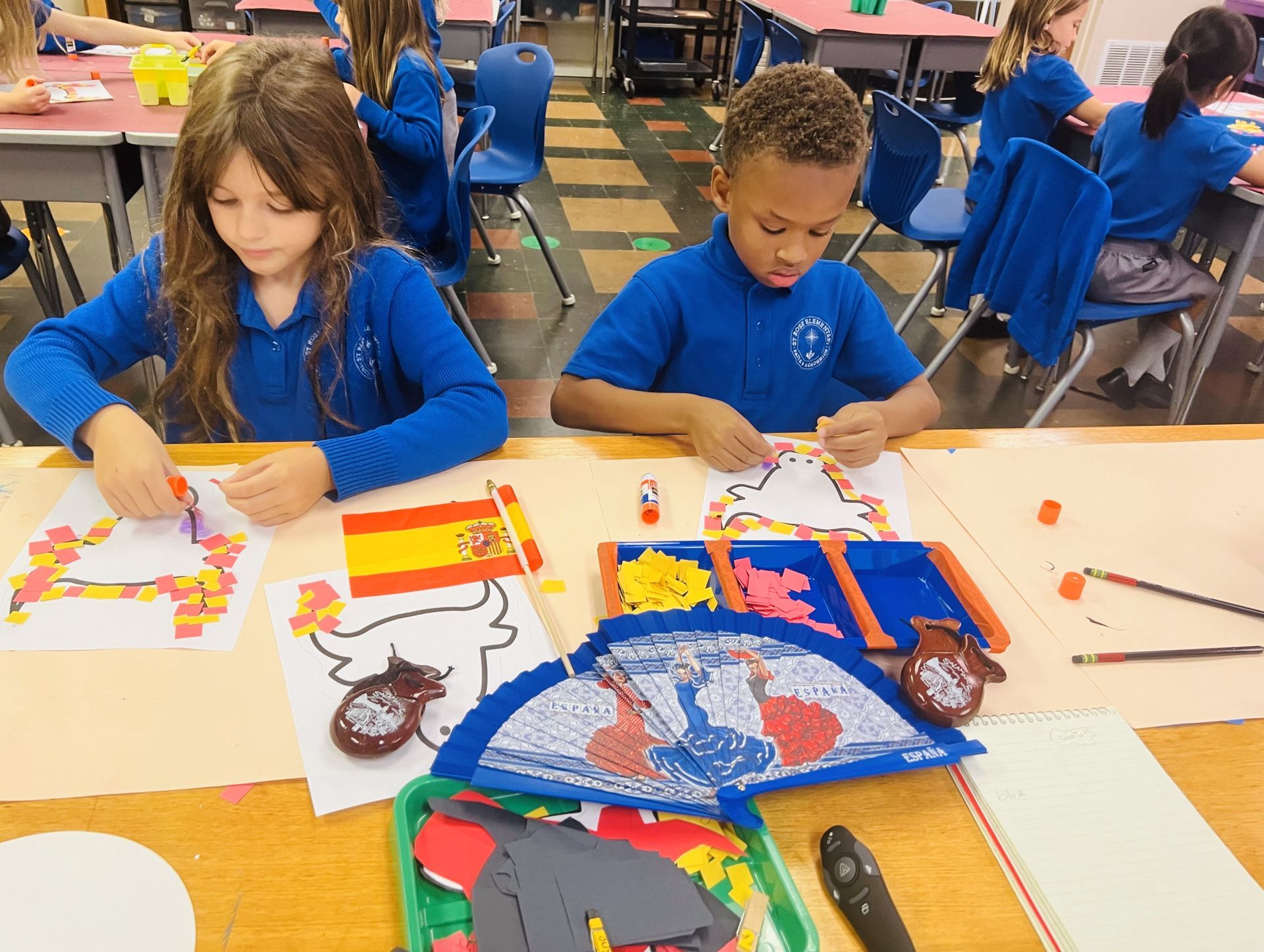 Students hard at work during art class