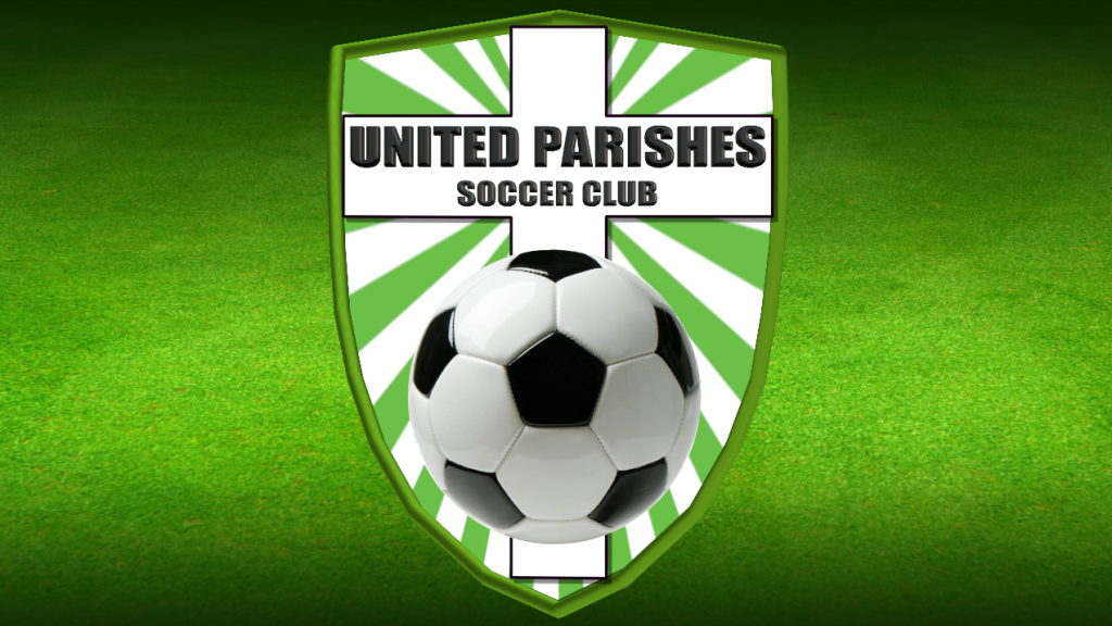 A united parishes soccer club logo with a soccer ball on it