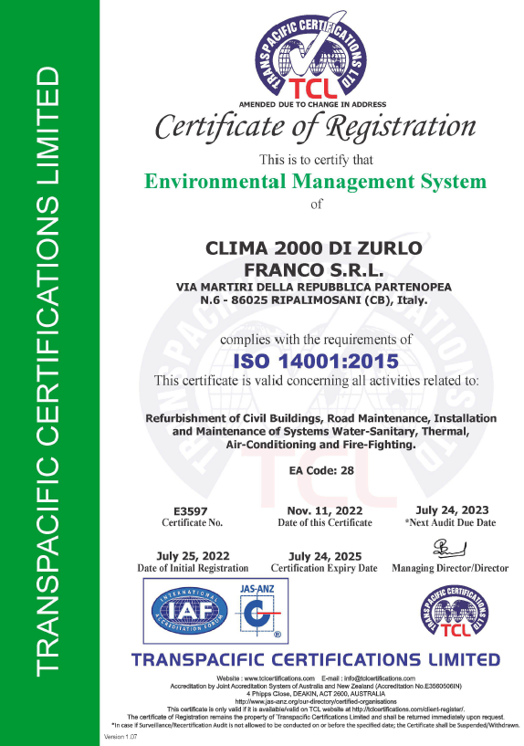 Certificazione ISO 14001:2015