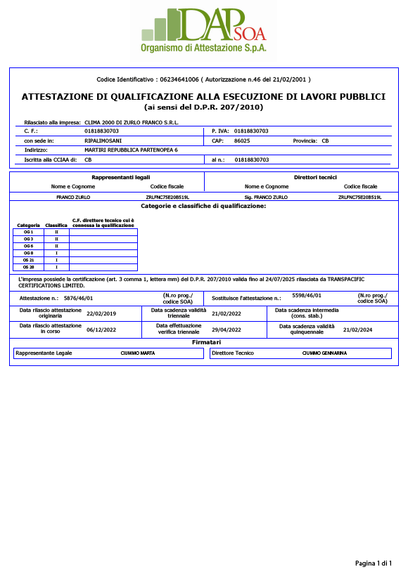 Attestato SOA