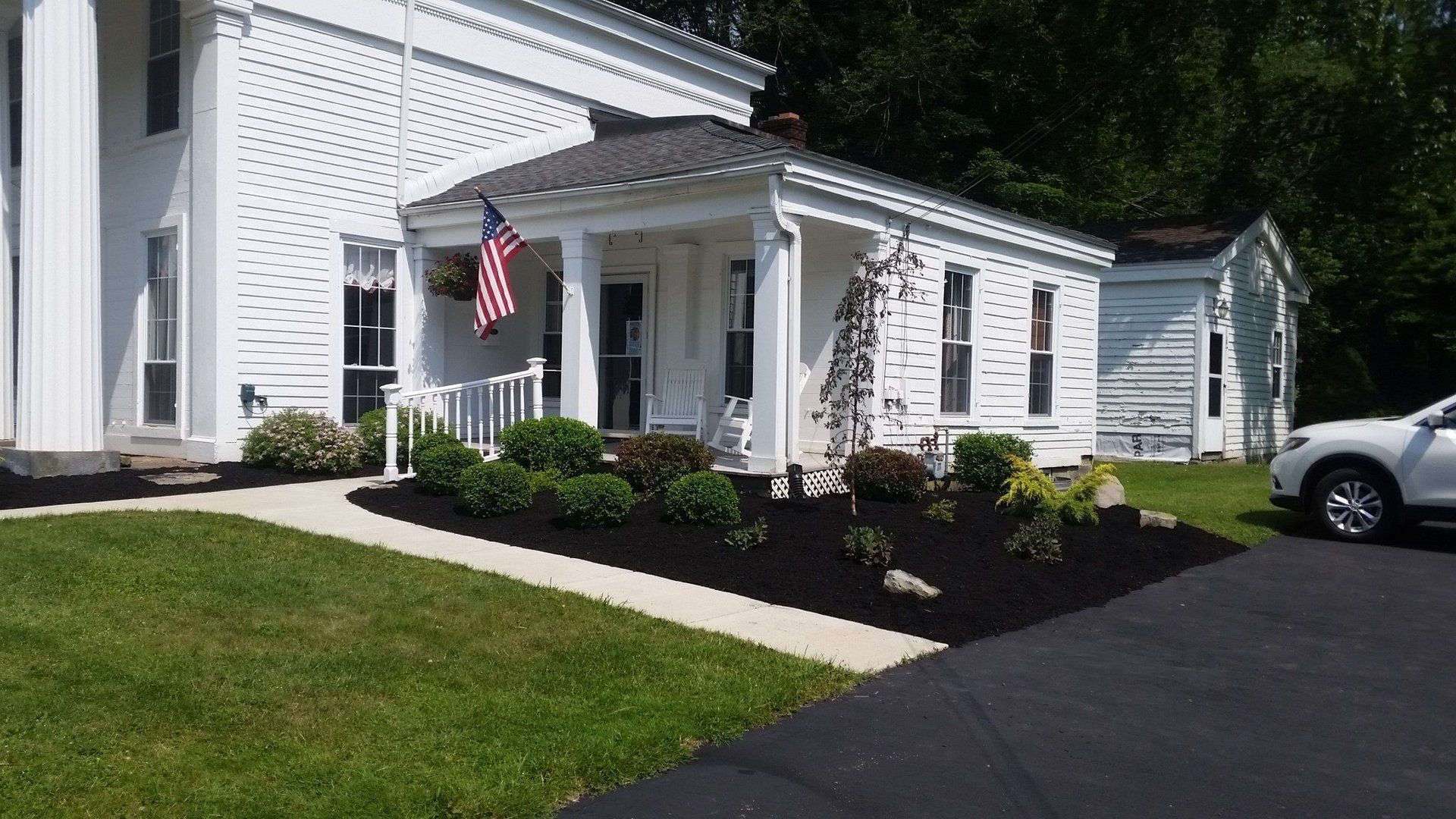 fresh landscaping in front of a business