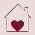 A drawing of a house with a heart inside of it.