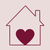 A drawing of a house with a heart inside of it.