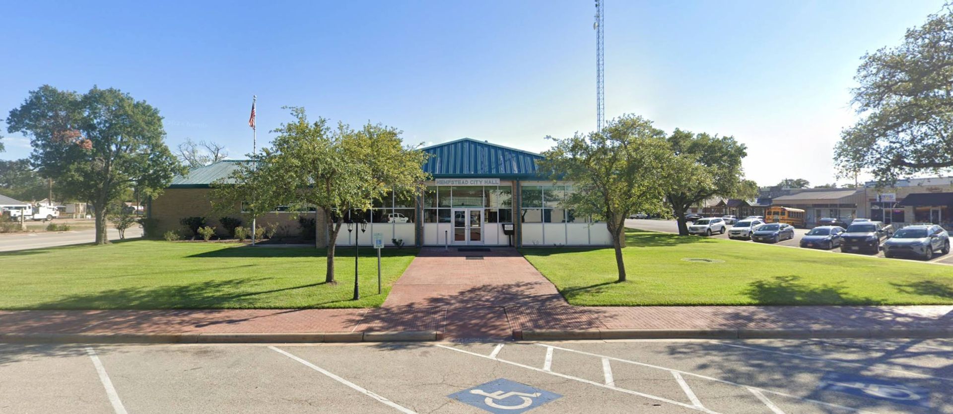 Hempstead City Hall from Austin Street in Hempstead, Texas (TX)