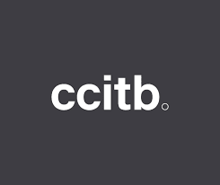 Logo blanc « ccitb. » sur fond gris foncé.
