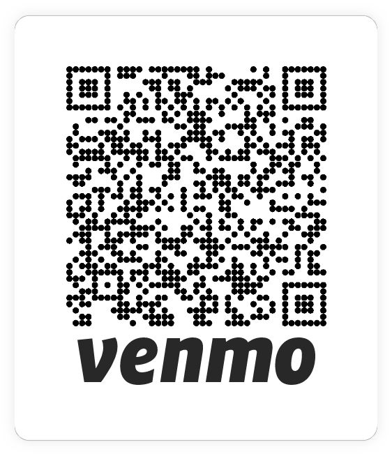A qr code for venmo is shown on a white background.
