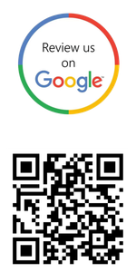 A qr code that says `` review us on google ''